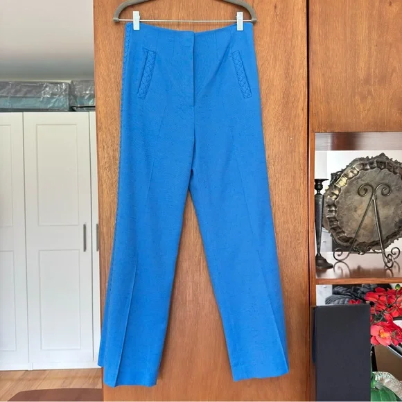 Veronica Beard Dove Woven Wide-leg Pants Blue 4 - Picture 3 of 15
